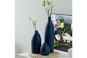 Matte Blue Navy Ceramic Vase for Fireplace Mantle Decor