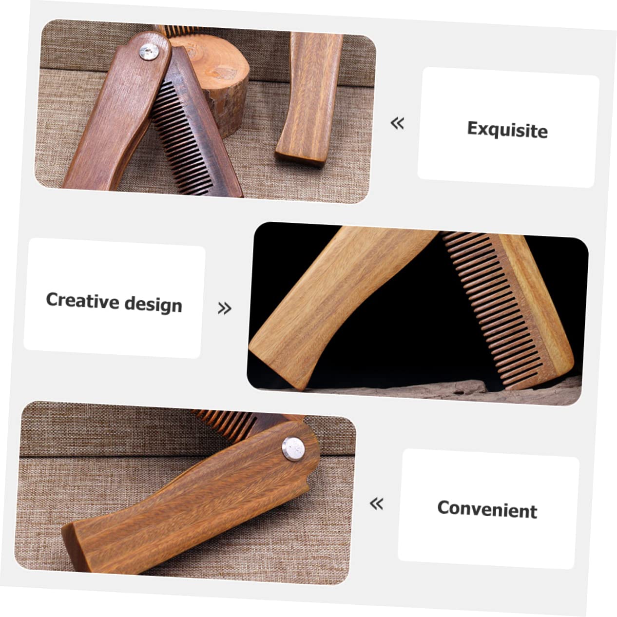 FRCOLOR 5 Juegos peine para barba accesorio para barba peine de pelo plegable madera de madera s para hombres de a para hombre suministro de pelo de bigote