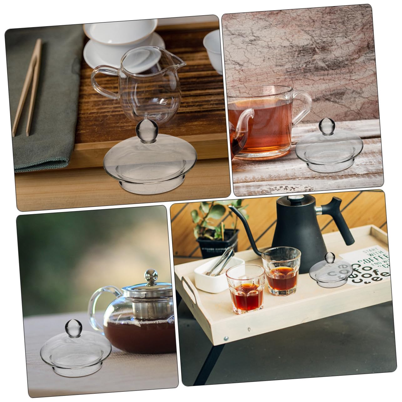 4 Tapas de Vidrio para Infusores de Té Suelto para Tetera