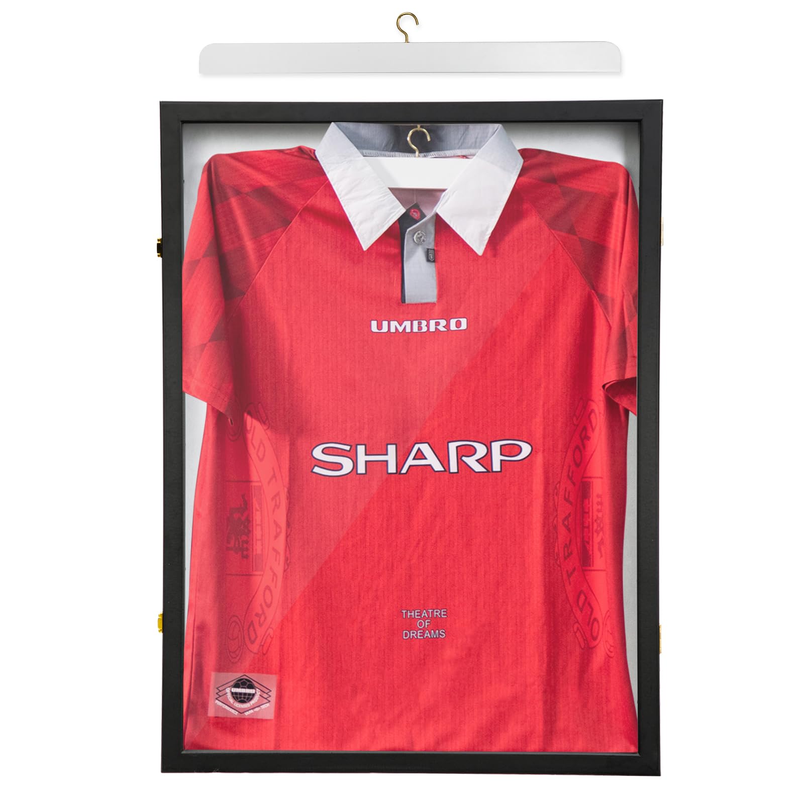 Football Shirt Frame Display, 600mm x 800mm Frame For Any Signed Football Shirt, DIY Adult Standard Sports Shirt Display Frame for Rugby Shirt, Black Frame with White Background