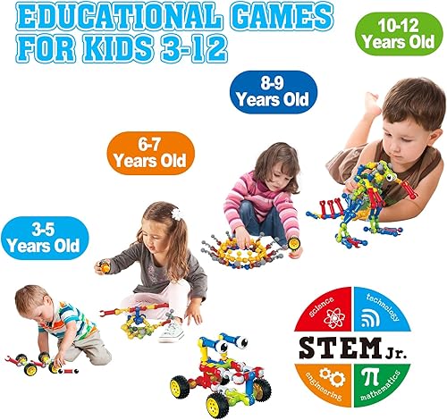 Miniatura 4 de Juguetes de construcción, 109 piezas de juguetes STEM para niños de 3 a 12 años, regalos de Navidad y cumpleaños para niños, bloques de construcción