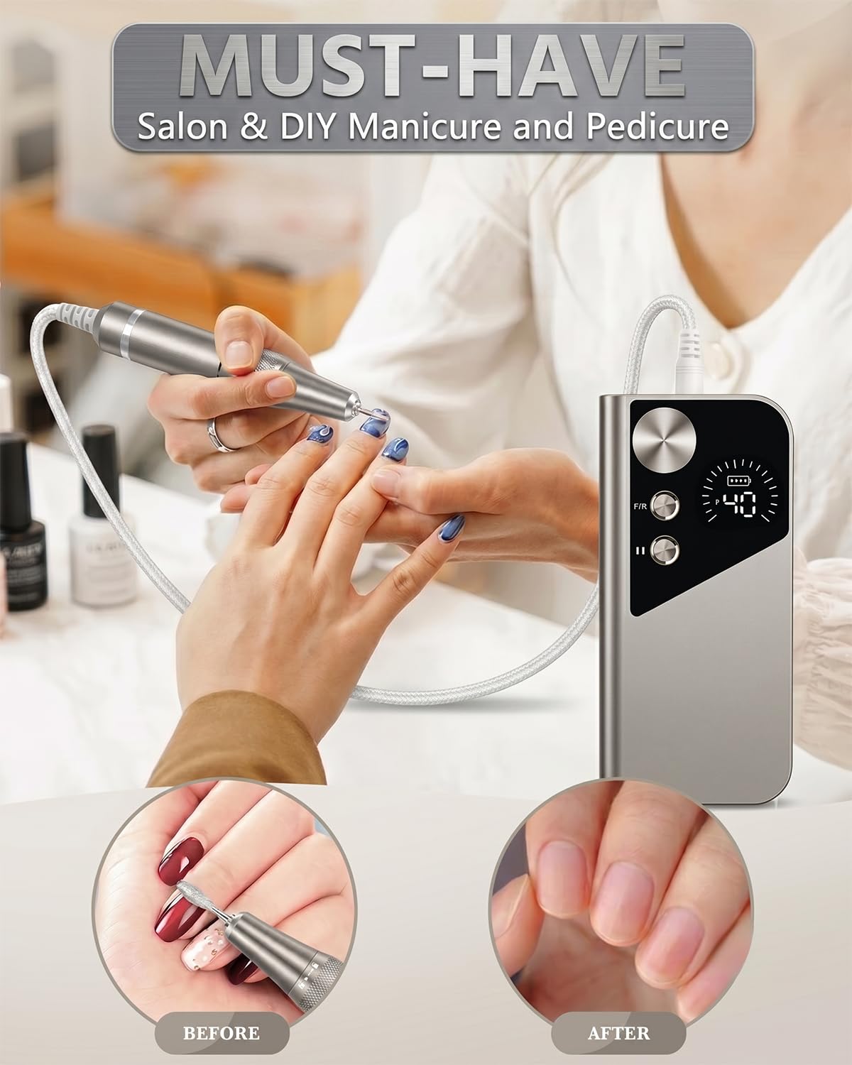 Professionelle Nagelfräser 40000 U/min Elektrische Nagelfeile