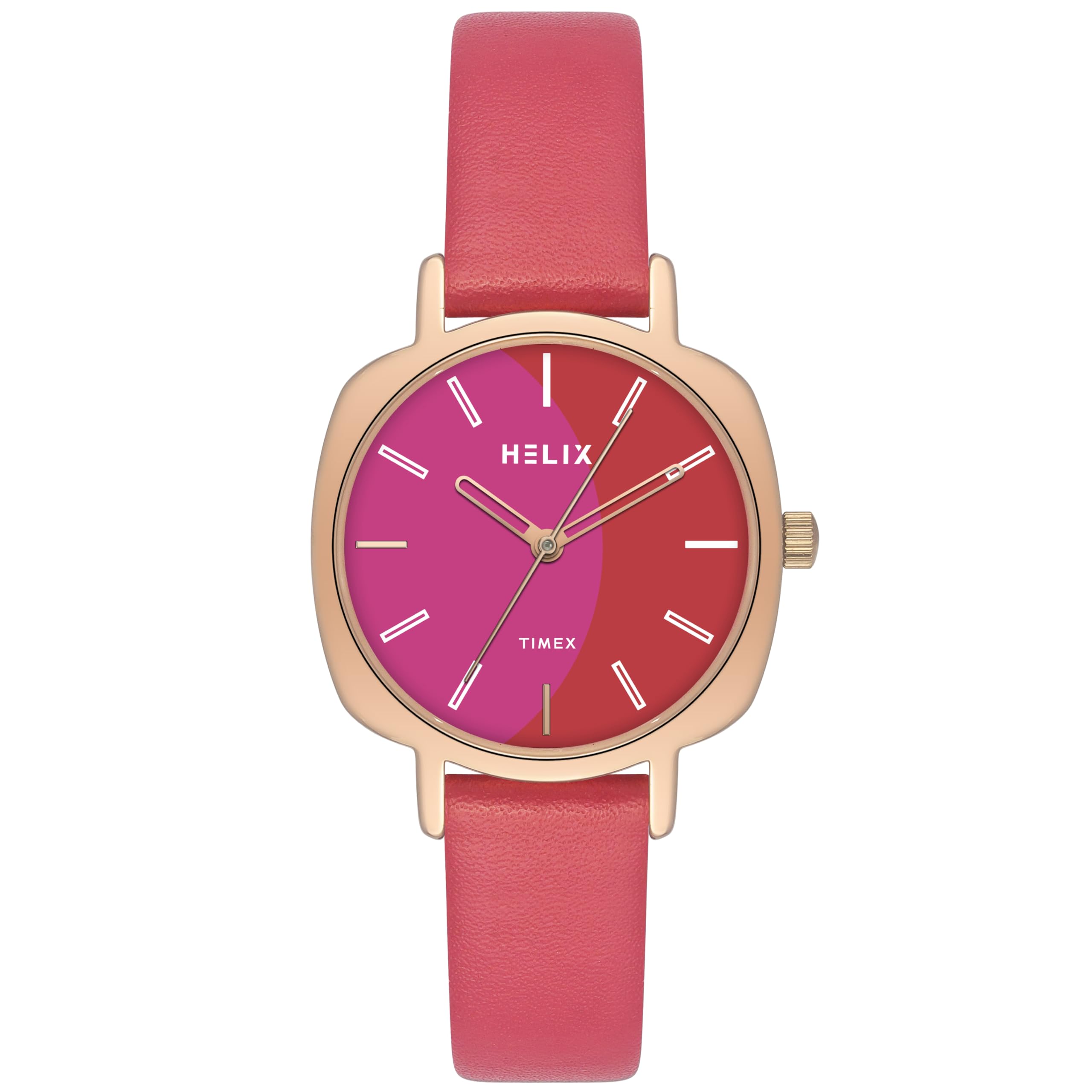 Helix By Timex Red/Pink Square Analog Watches for Women | Quartz Movement Leather Strap Ladies Watches | Upto 30 m Water Resistance with Buckle Closure | Gift for Women TW057HL01 (B0D75YDB8Q) Amazon Price History, Amazon Price Tracker