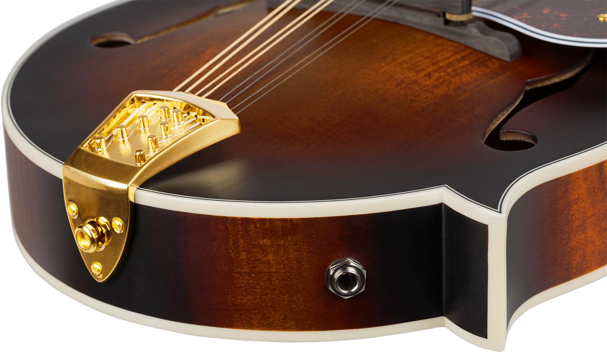 Ortega Guitars F-Style Mandoline Elektro-Akustisch – F-Holes – Mandolins – Inklusive Gig Bag – Massive Fichte / Geflammter Ahorn, Mehrfarbig (RMFE100AVO)
