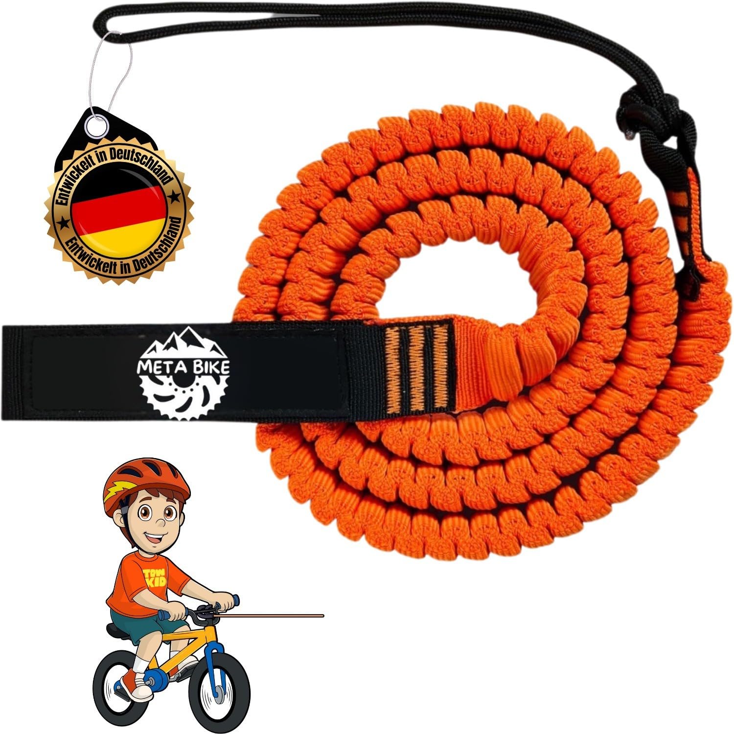 Meta Bike Fahrrad Abschleppseil für Kinder, 2.5M Abschleppsystem Zugseil, Traktionsseil Zugsystem Kinder & Erwachsene, Kinderfahrrad Mountainbike E-Bike Woom MTB
