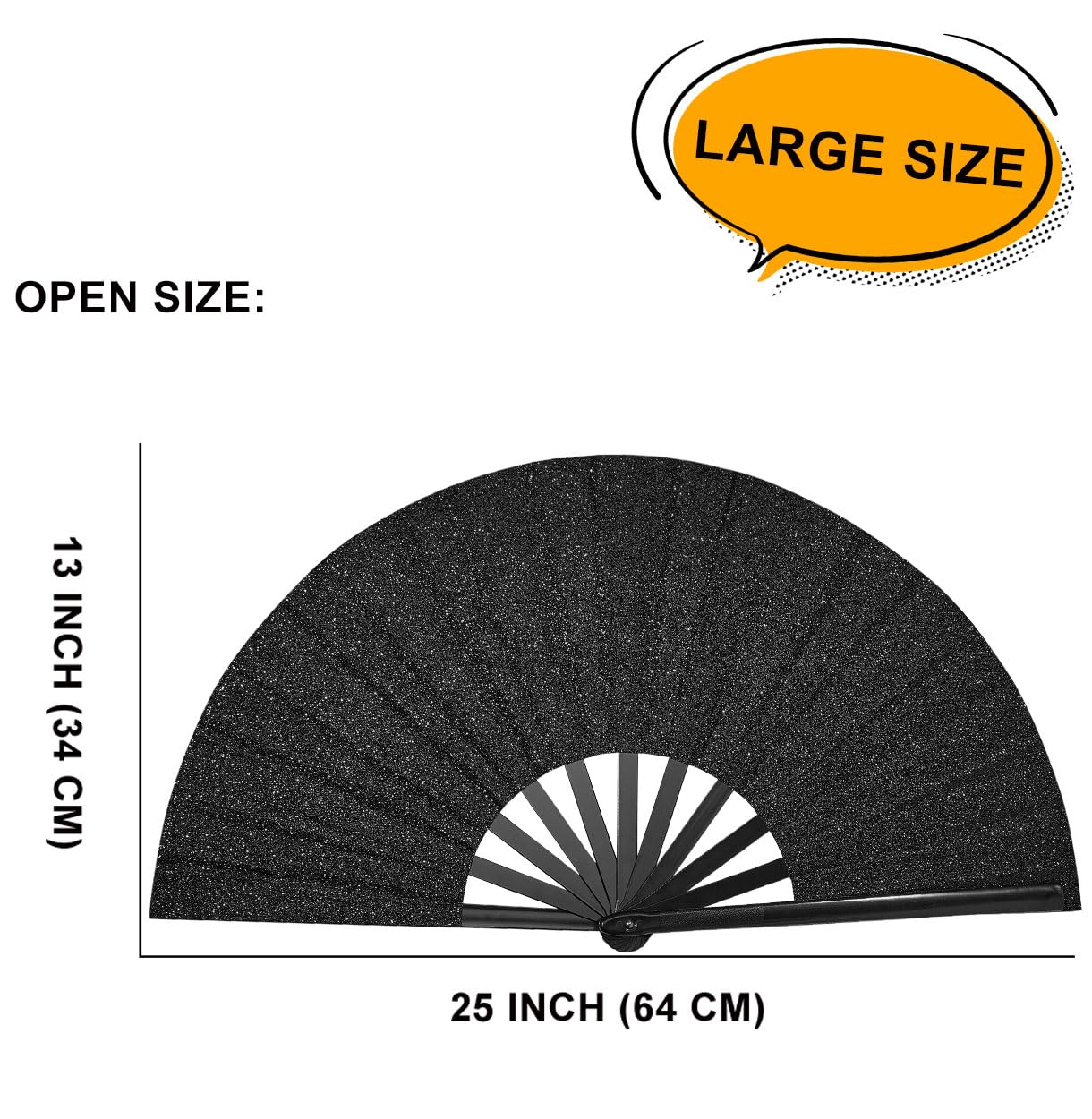 Amajiji Rave Fans, Large Folding Hand Fan Popping Fan for Line Dancing, Big Clacking Fans Clap Fans Festival Fans Foldable for Boots On The Ground Dance,Music Festival, Party (Black)
