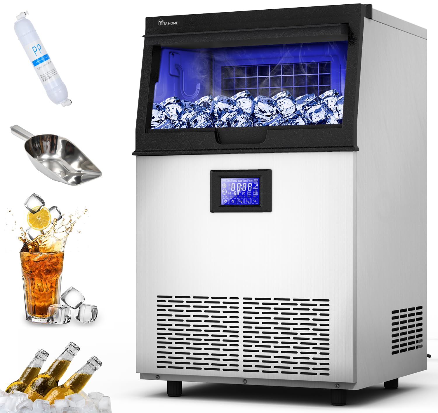 YITAHOME Commercial Ice Maker Machine, 120LBS/24H with