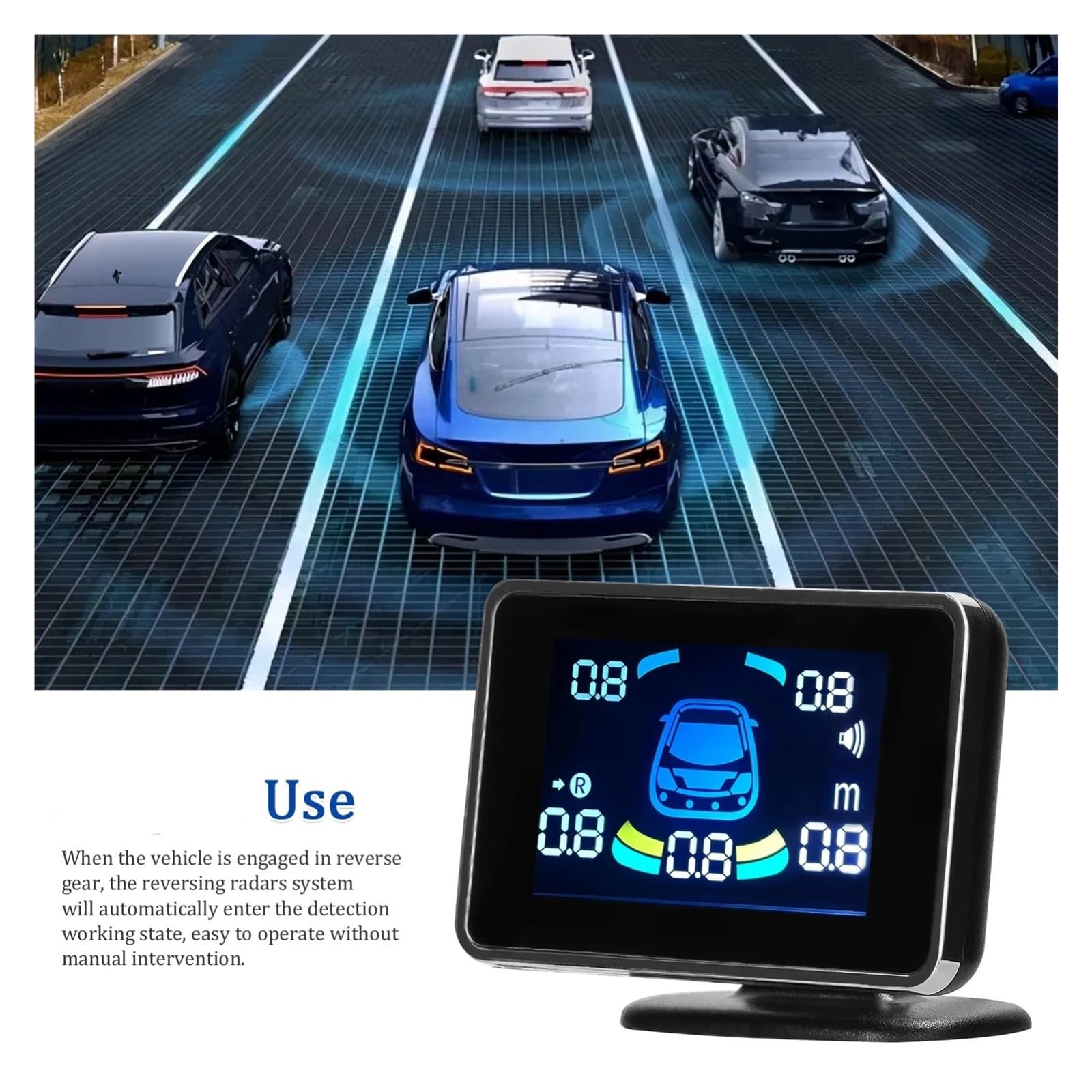 Sensore Parcheggio Kit Sensore Parcheggio Auto Radar Retromarcia Supporto Anteriore Posteriore Avviso Acustico/cicalino Con 8 Sensori Parcheggio Rilevamento Della Distanza Sensore Distanza Parcheggio(