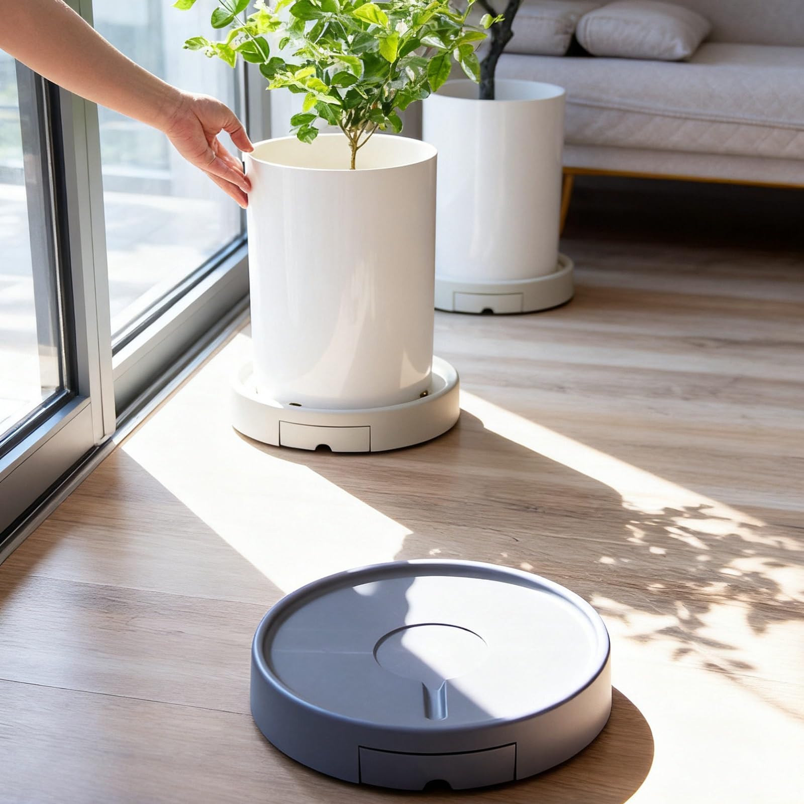 Vassoio di Drenaggio con Cassetto e Ruote, Sottovasi Grandi per Piante | Carrello Portavasi Resistente con Ruote, Portata 80kg per Giardino, Soggiorno, Terrazzo, Casa(White,31.5x6cm/12.4x2.4in)