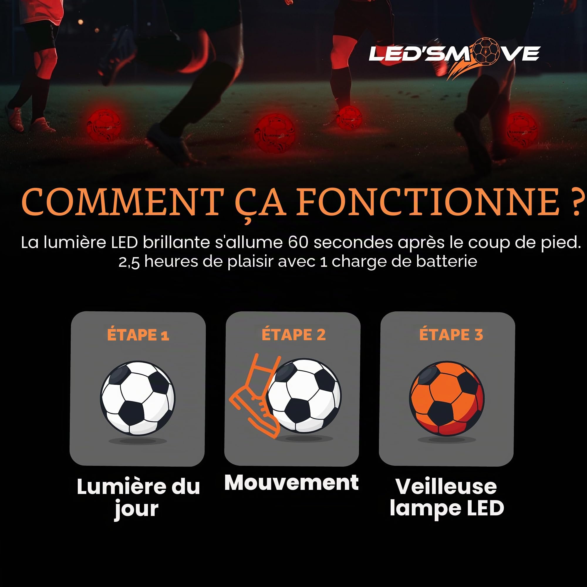 LedsMove Ballon de Football Lumineux à LED