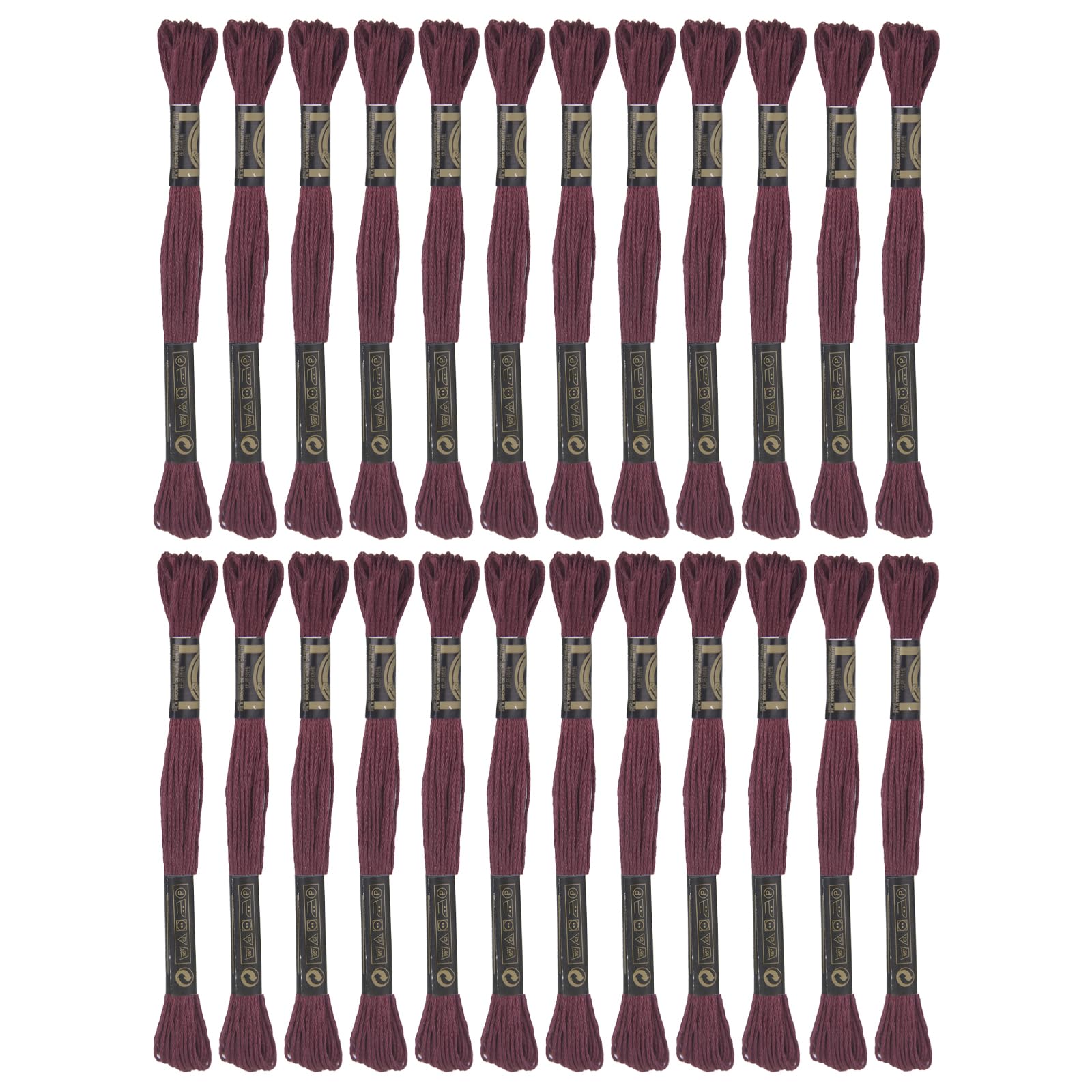 24 Skeins Embroidery Cotton Floss is 100% Egyptian Long Fiber Cotton of 8.75yds Each Cross Stitch Thread for Hand Embroidery DIY Creation and Friendship Bracelet String. (24, Burgundy)