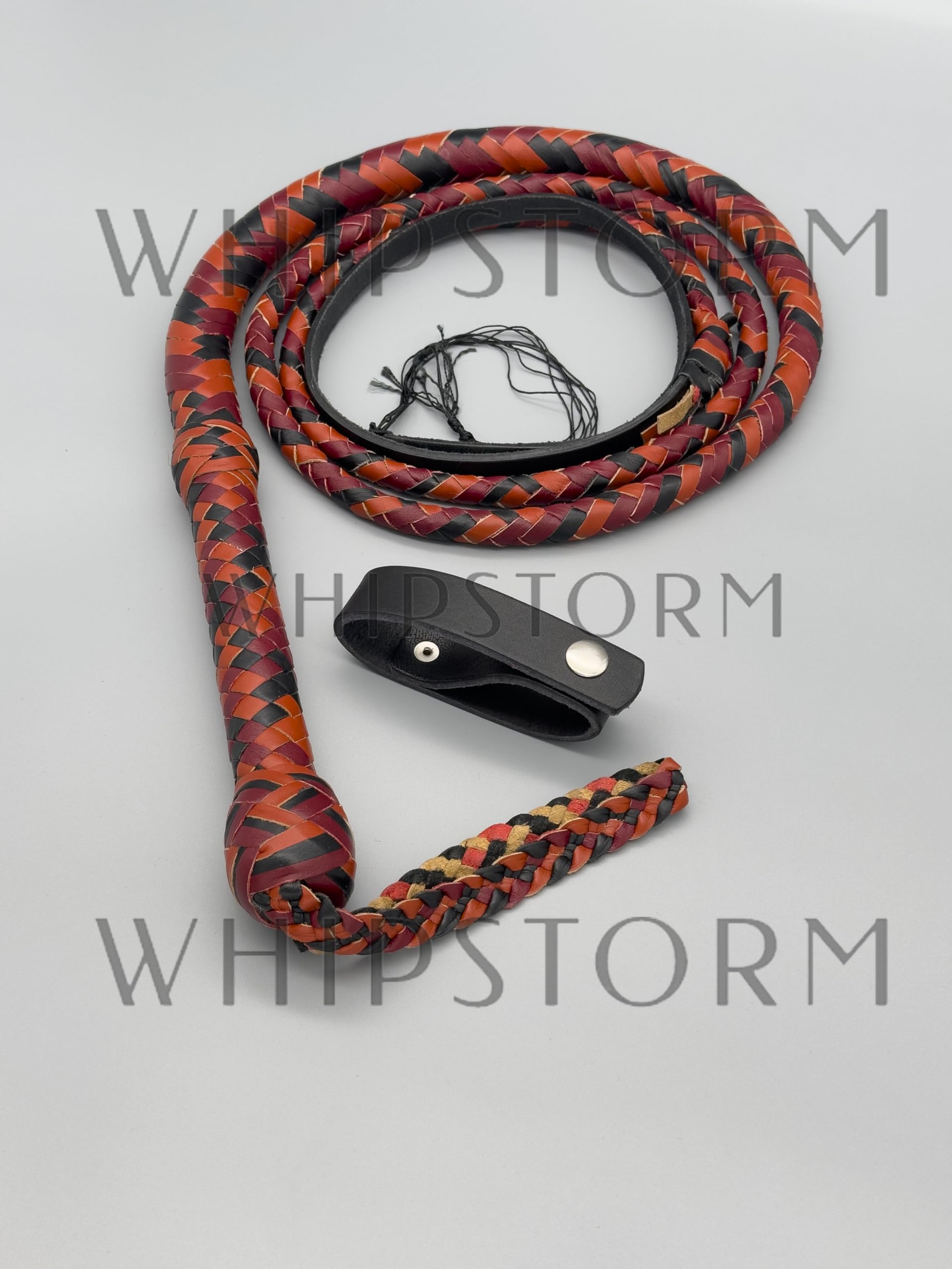 Generisch Echte Bullenlederpeitsche Bullwhip Mehrfarbig in 3FT bis 8FT, handgemacht mit 12 Stränge (4FT ~ 122cm)