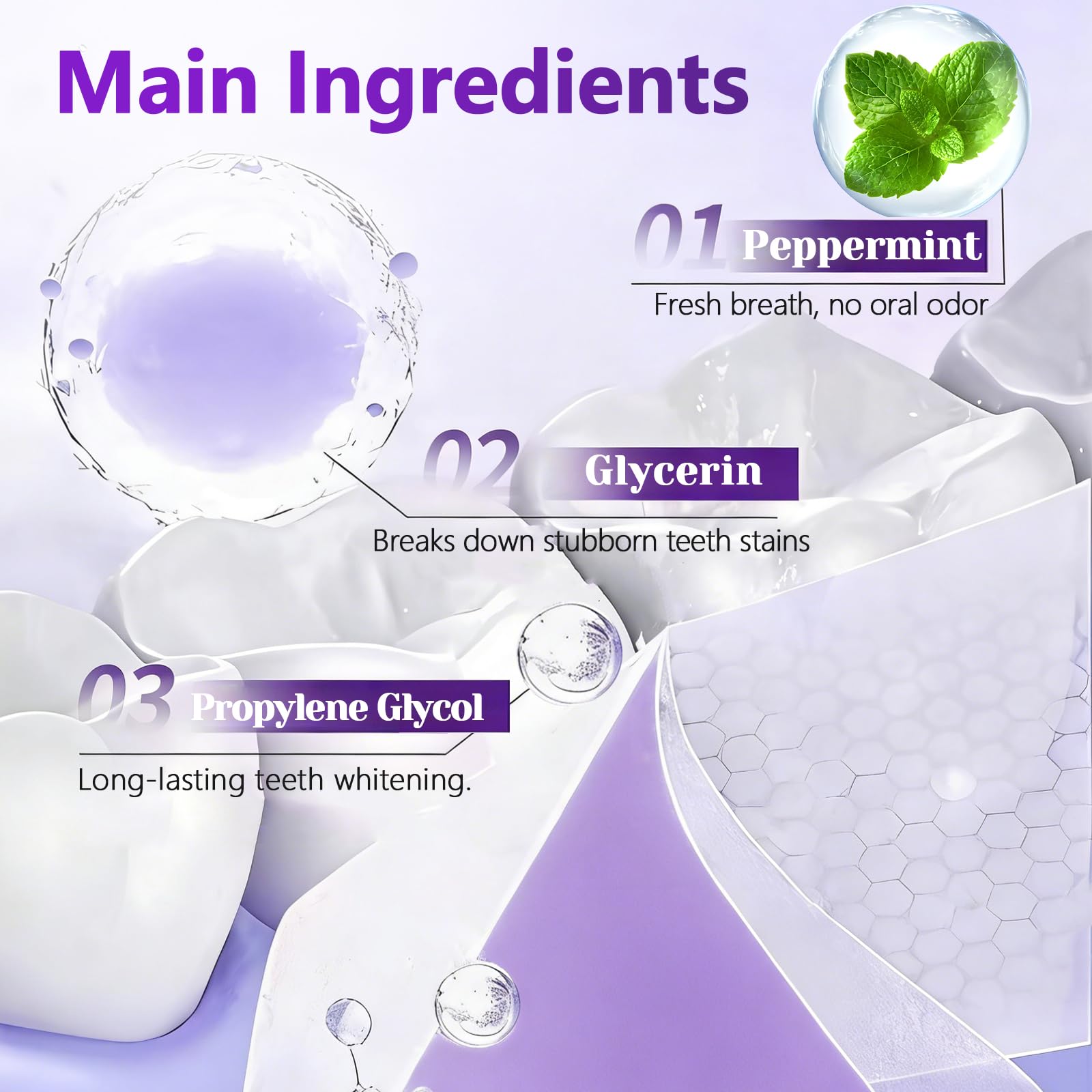14 Piezas Tiras Blanqueadoras Moradas, Tiras Blanqueadoras Antideslizantes, Strips Profesionales De Blanqueamiento De Dientes, Para El Café Y Otras Manchas, Ilumina La Sonrisa — view 5