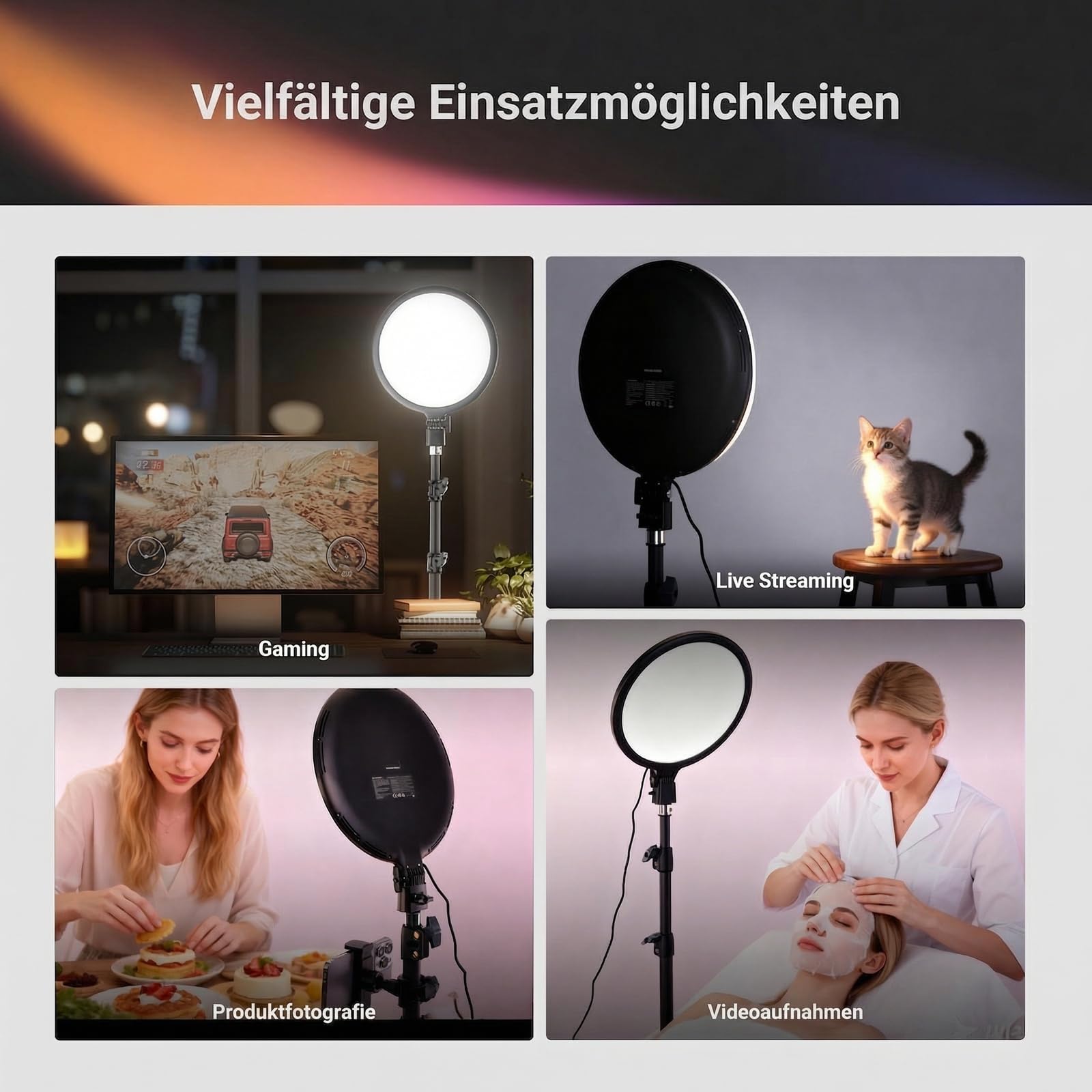 NEEWER BASICS 10" Ringlicht mit 63" Stativ/Handyhalterung/Fernbedienung kompatibel mit iPhone, 15W, zweifarbige, Edge Lit Vollbild LED Beleuchtung, CRI 95+ für Video Selfies Streaming und Makeup, R10L