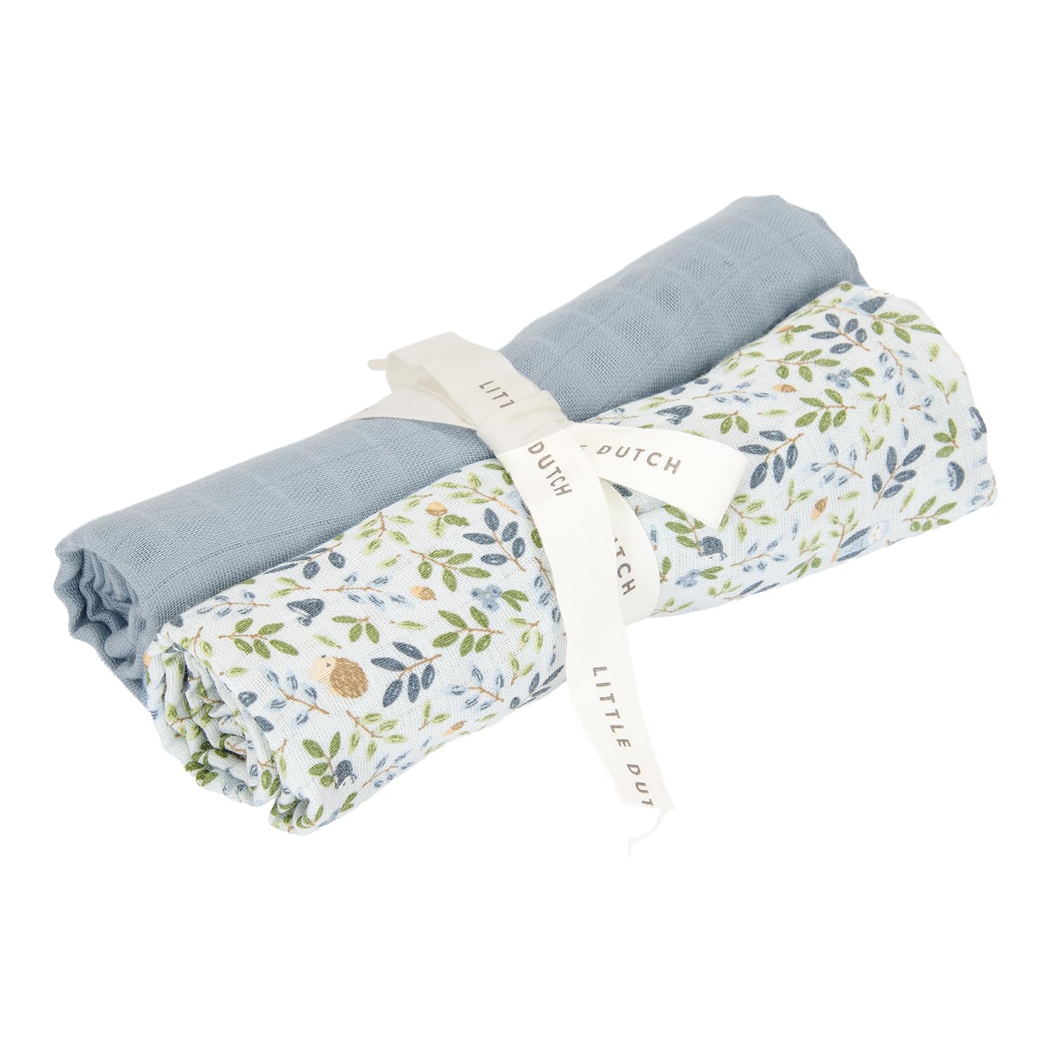 Little Dutch Juego de 2 paños de muselina (70 x 70 cm), algodón, Forest Adventure & Denim Blue – Forest Friends