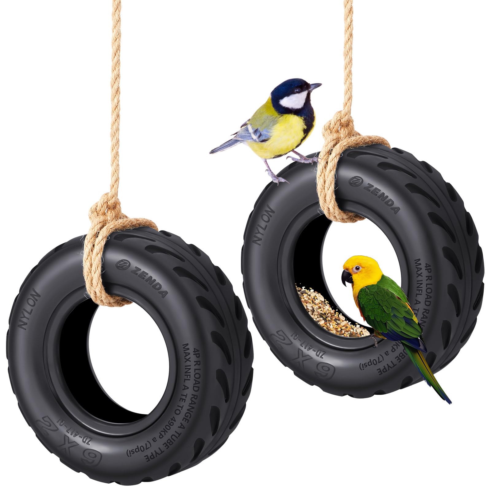2 comederos para pájaros de 6 x 2 pulgadas con cuerda, comedero especial para pájaros, recogedor de semillas para comederos de pájaros, divertido comedero de pájaros para regalo exterior para