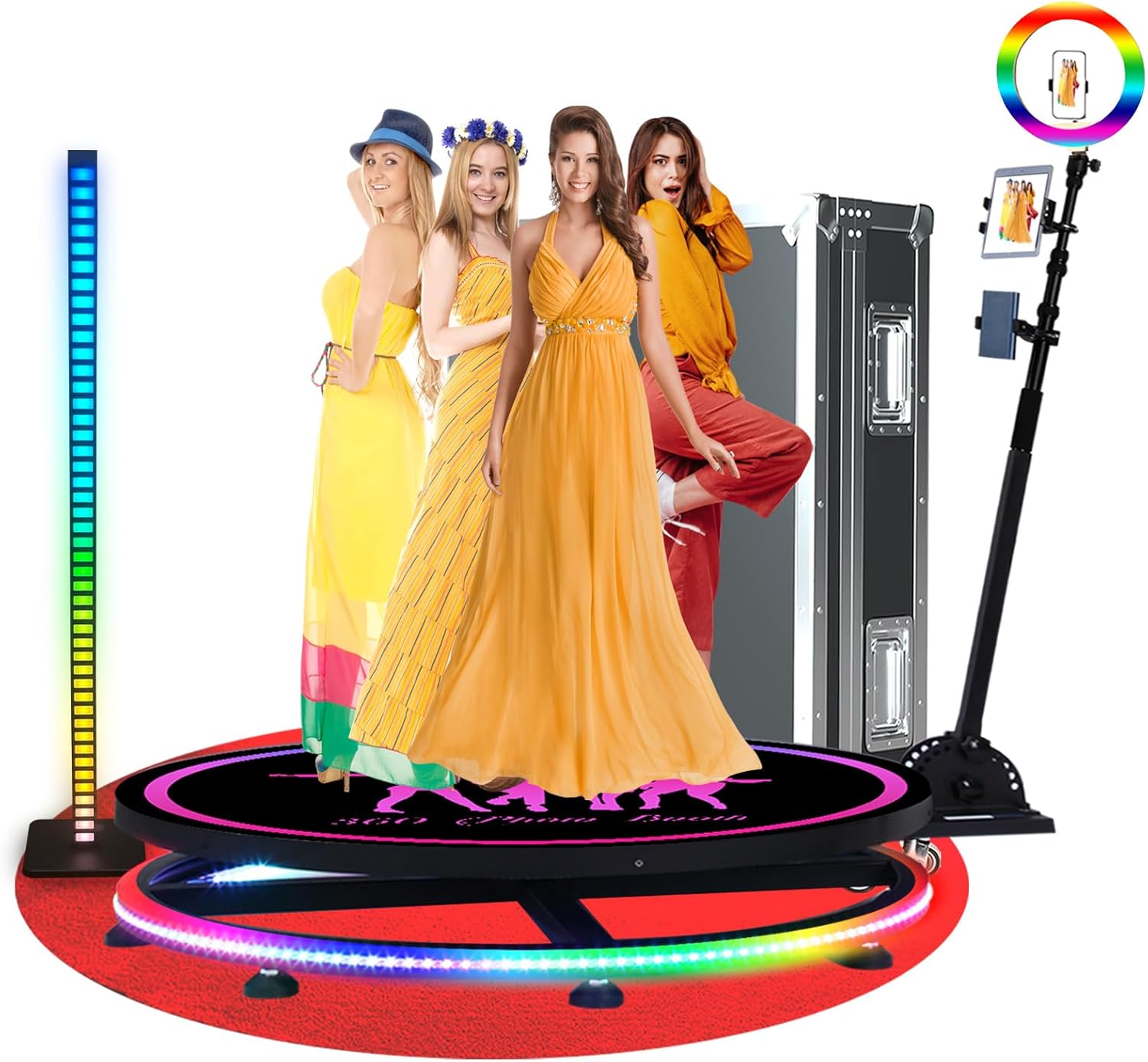 360 Photo Booth Machine for Parties,360 Camera Booth with Flight Case,Battery Pack,APP,Custom Magnetic Logo,etc Deluxe Suit,Control by Remote or APP, Flight Case(68 cm)