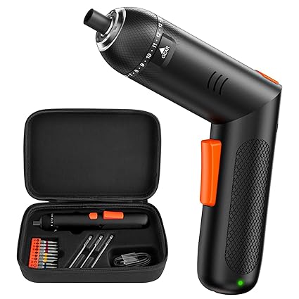 ANBEISTEE 5Nm Electric Screwdriver Set, 3.6V Rechargeable Cordless Screwdriver Kit, Torque Adjustable, Pivoting Handle, LED Light, Carrying Case, Suitable for Home DIY, Repair Tool Kit