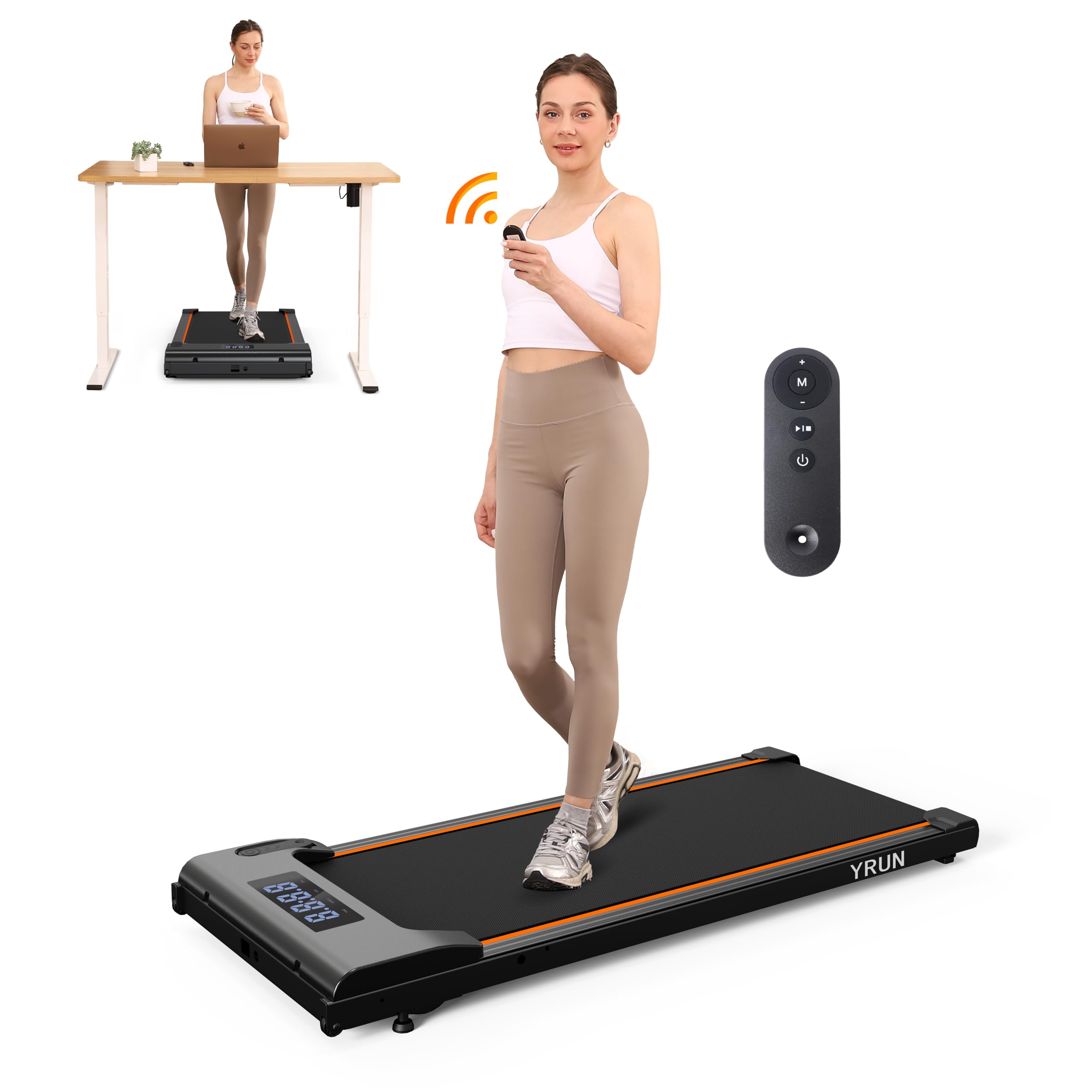 Walking Pad Under Desk Treadmill for Home and Office, Portable Small Treadmill 2.5HP Super Quiet Brushless Motorized Walking Jogging Running Machine with Remote Control