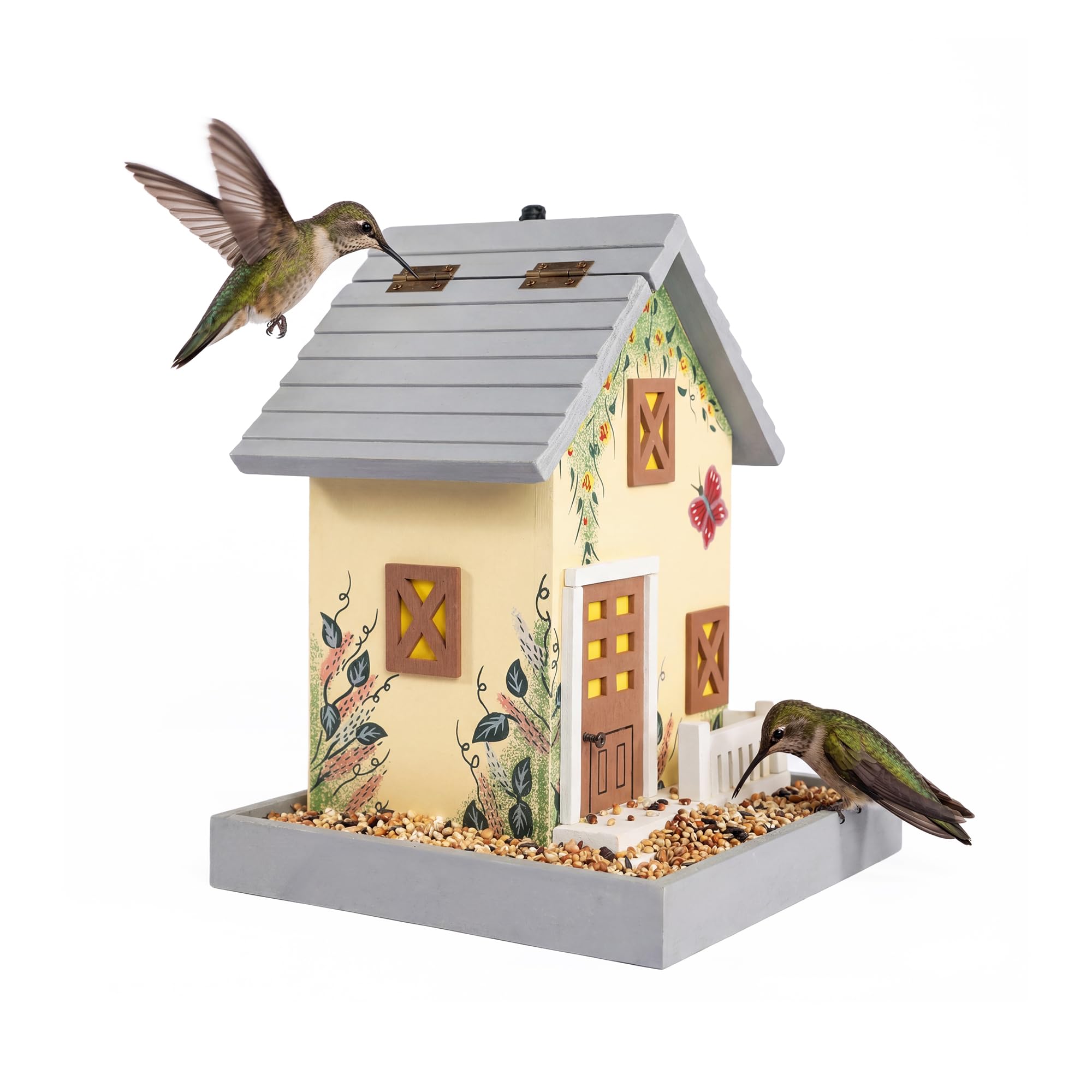 MEWANG Decorative Wooden Bird House Feeder