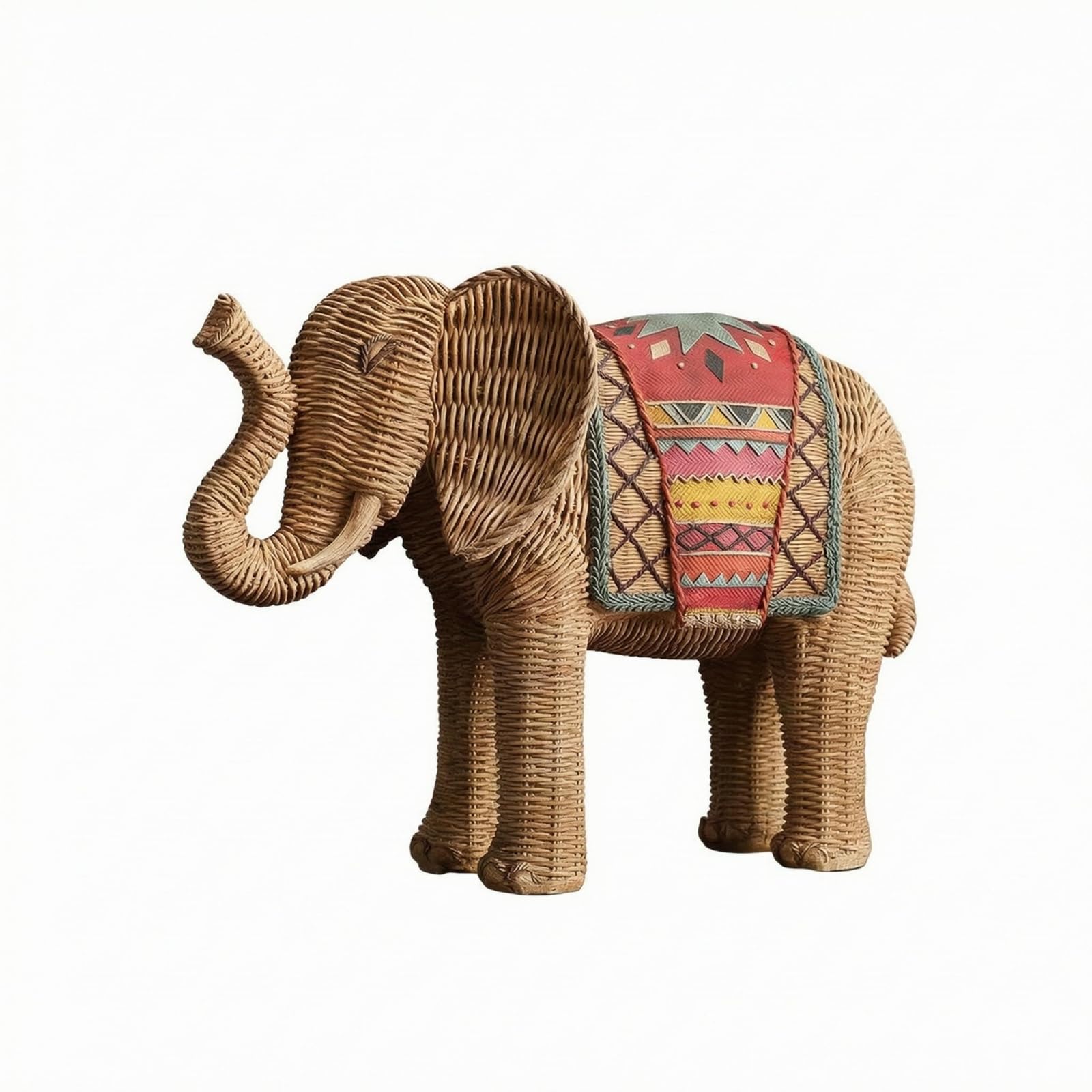 Elephant Sculpture Estatua Figura Ornamento Decoración de Mesa en Resina con Textura Entrelazada y Forma Equilibrada Adecuada para Salón Pasillo Estudio, Grande 34 16 25cm
