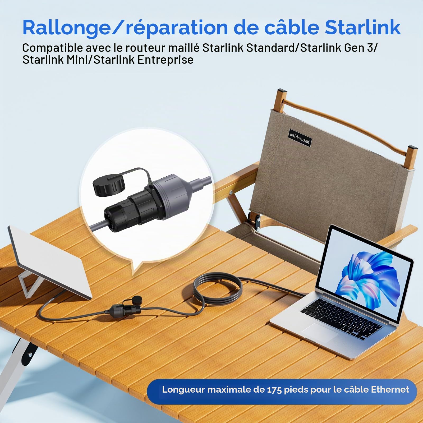 XLTTYWL® Adaptateur Ethernet RJ45 pour Starlink Gen 3 & Mini(Lot de 2) | Pour Gen 3/Mini/V4 (4X), Coupleur SPX vers RJ45, Étanche IP67, 1200Mbps,idéal camping-car, bateau, hors réseau et entreprise