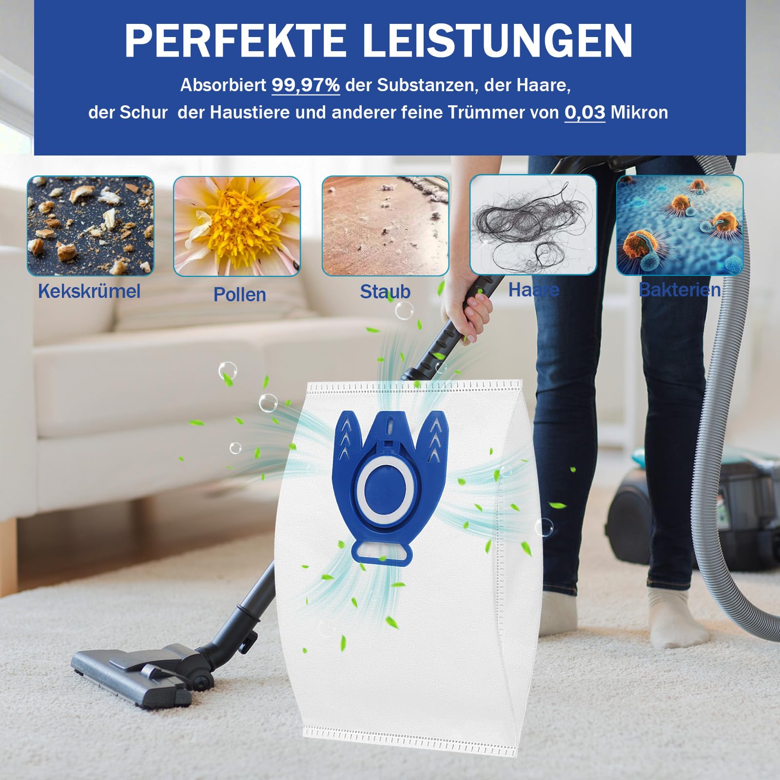 20 Staubsaugerbeutel + 4 Filter Für Miele S2–S8 & Complete C1–C3 | Inkl. Automatischem Staubverschluss