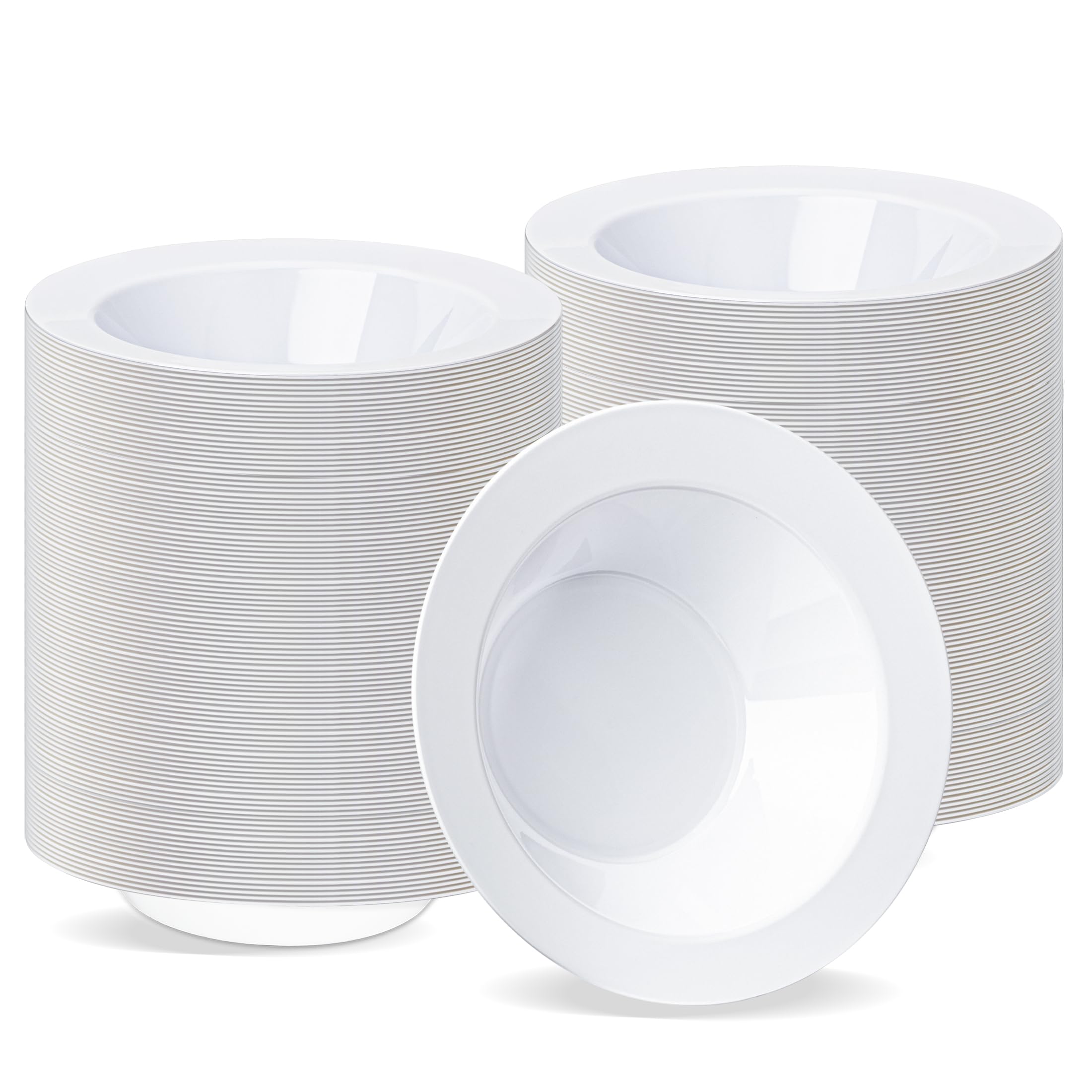 BESTVIP 12 Oz 200PCS White Plastic Bowls