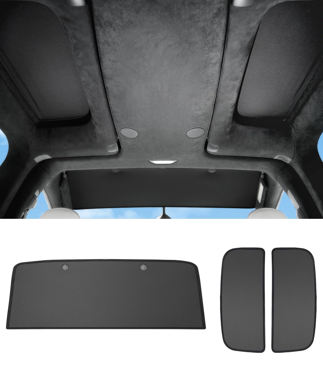Zanch Tesla Model X Sunshade Roof 3PCS for 2020-2025, Black