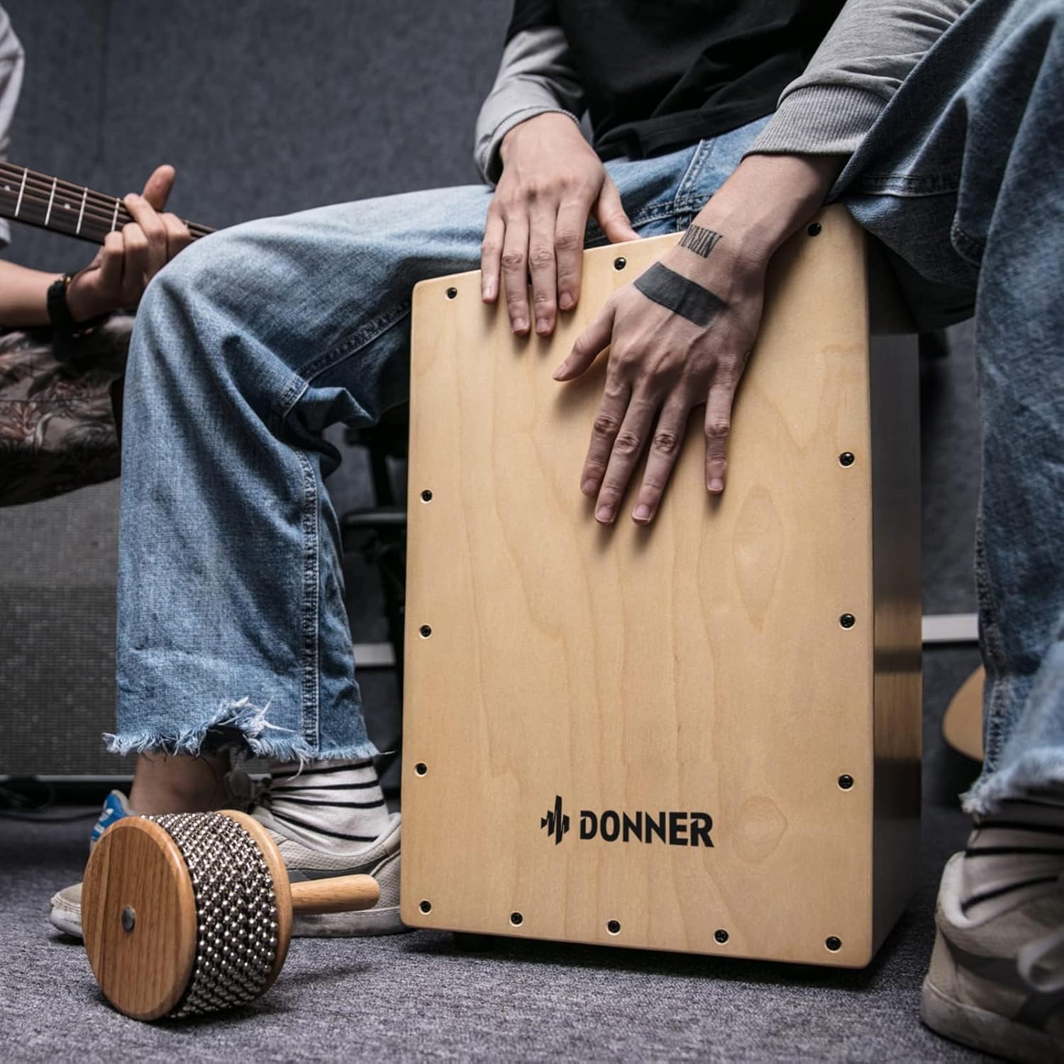 Donner カホン Cajon 打楽器 木製 フルサイズ ボックスドラム 内部 Donner カホン Cajon 打楽器 木製 フルサイズ ボックスドラム 内部