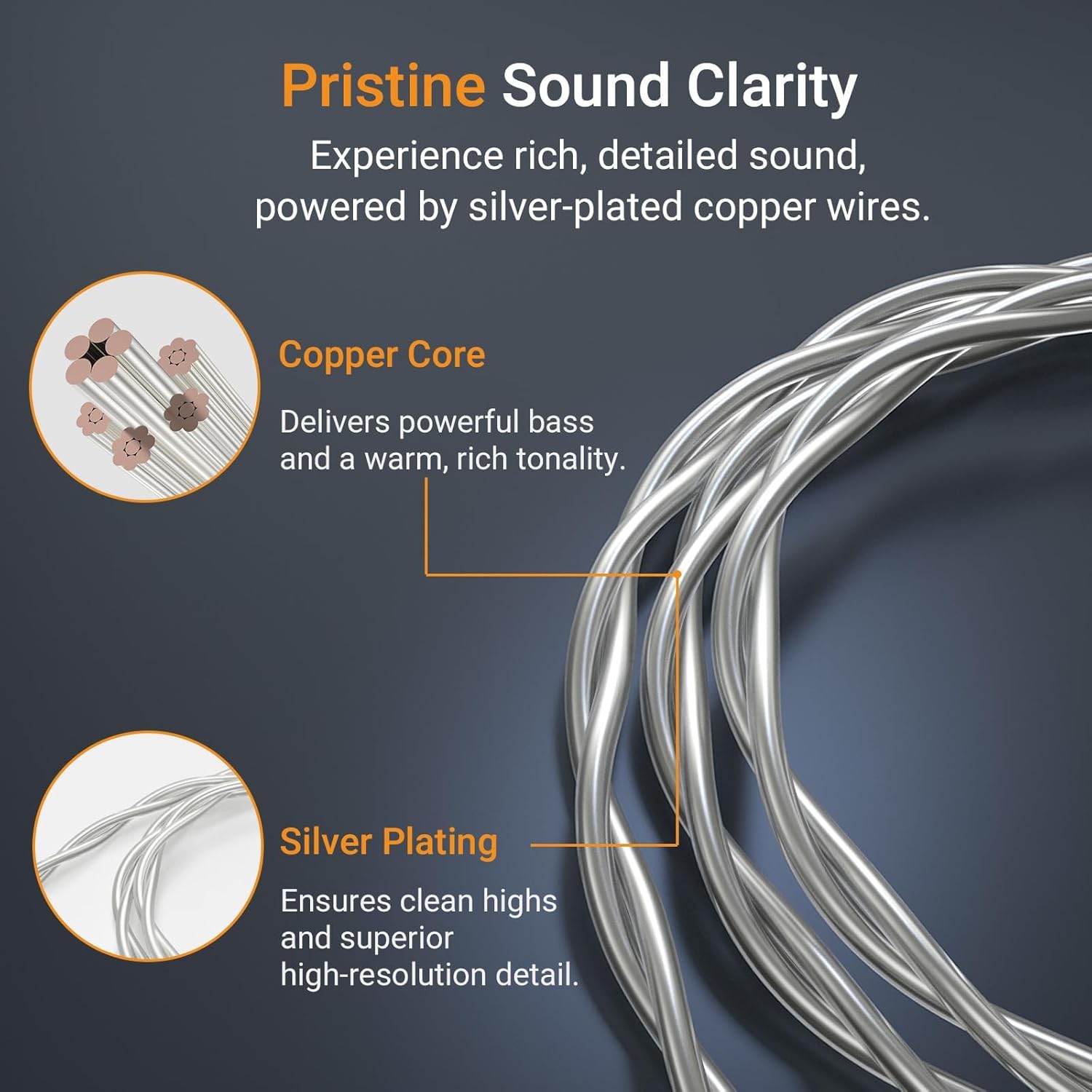 Cubilux G Pro X Replacement Cable, Detachable Gaming Headset AUX Cord for Logitech G Pro / G433 / G233, 3.5mm Silver-Plated Copper Wire with Mute Switch & Volume Control, (No Inline Mic, 4 FT)
