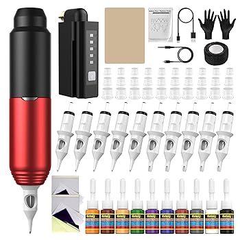 Wireless　tattoo machine set 　刺青 Wireless Tattoo Kit Complete for Beginners Pen Machine with