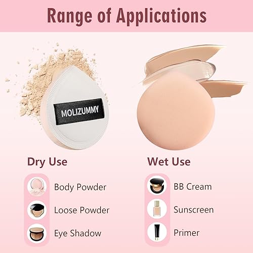 Miniatura 4 de Molizummy 6 esponjas de maquillaje, esponja de polvo suave para corrector de base y polvo, esponjas de belleza flexibles de larga duración, soplo de
