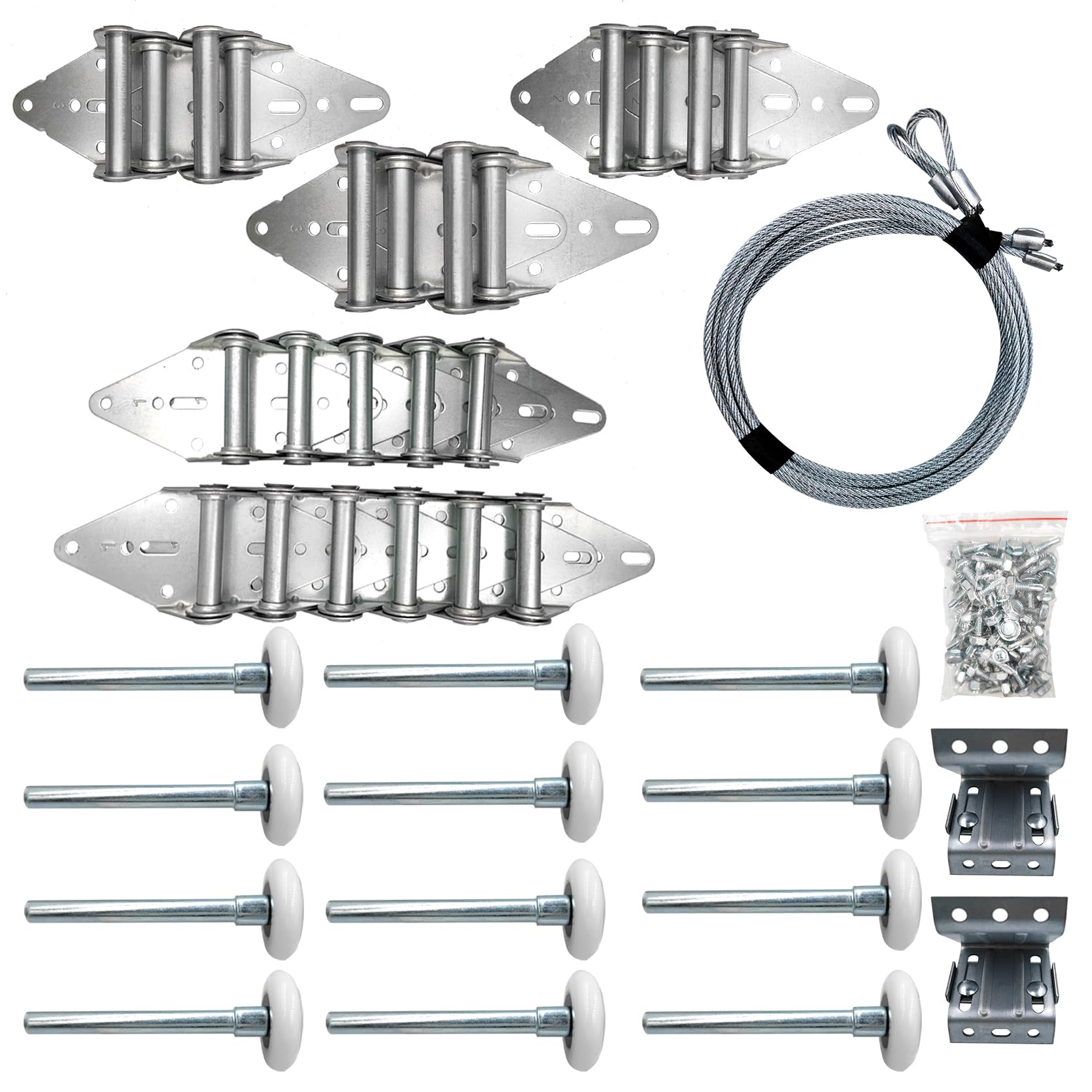ZUIWANGarage Door Hinges and Rollers Tune up kit,Garage Door Parts and Hardware kit,Track Wheels Replacement,Hinge Repair System for 16' x 8' Or 18' x 8' Doors