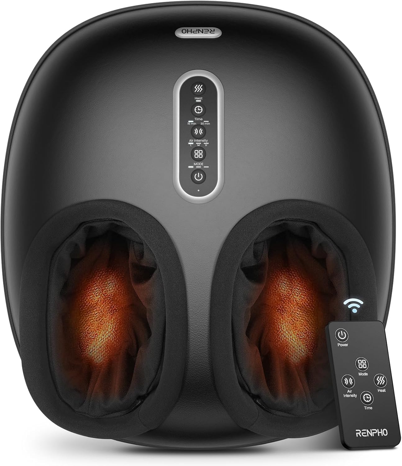 RENPHO Fußmassagegerät mit Wärme 2026 Neu, Flexibles Soft-Material , Shiatsu für Zehen und Fußgewölbe, 3 Luftdruck und 3 Knetstufen, Fernbedienung und Panel, Muttertagsgeschenk, Schwarz, bis EU 46