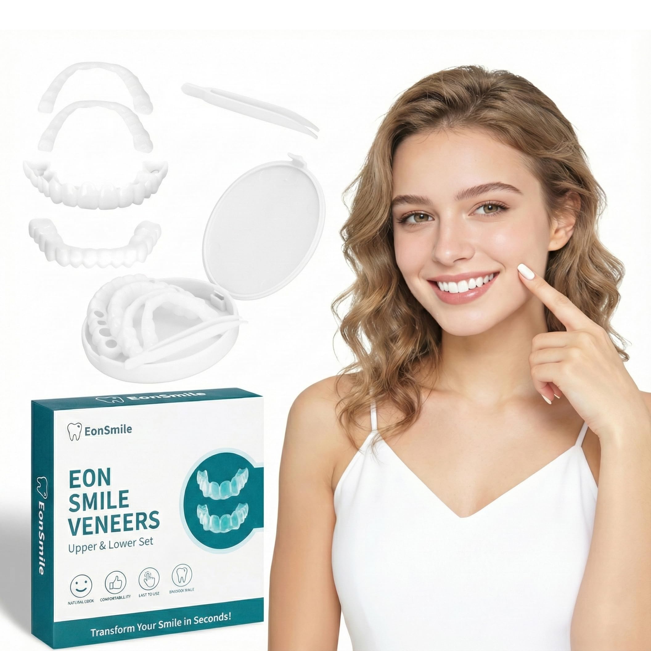 Photo 1 of EonSmile Snap On Veneers - Upper & Lower Moldable Fake Teeth Covers