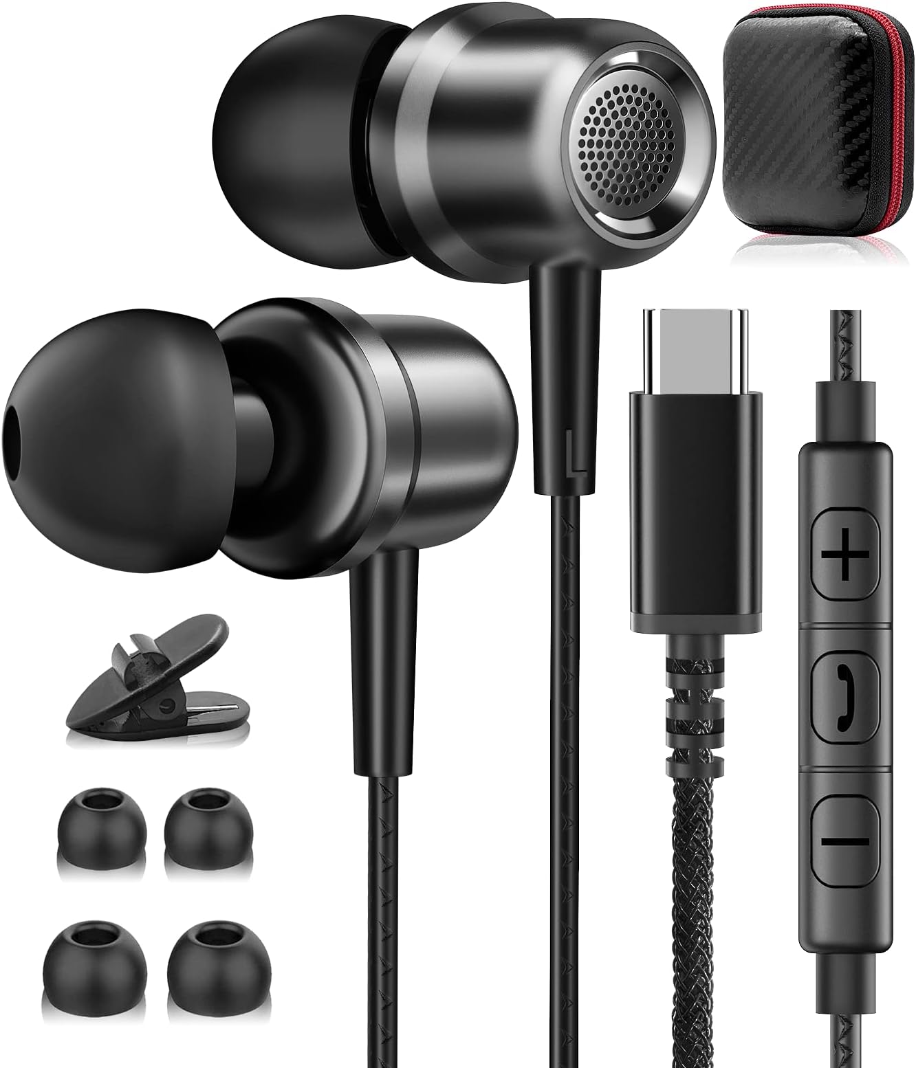 USB C Headphones for Samsung Galaxy S24 S23 Ultra A55 A54 A34 S22 S21 FE Pixel 8 Pro Earbuds & Type C Headphones Wired with Mic in Ear USB C Earphones for iPhone 15 iPad Pro, Google Pixel 7a