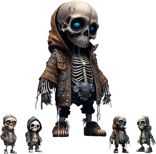 KUNIJIWA Figuras de esqueleto, bonitas figuras de esqueleto, divertidos y únicos adornos de esqueleto de Halloween, coleccionables para
