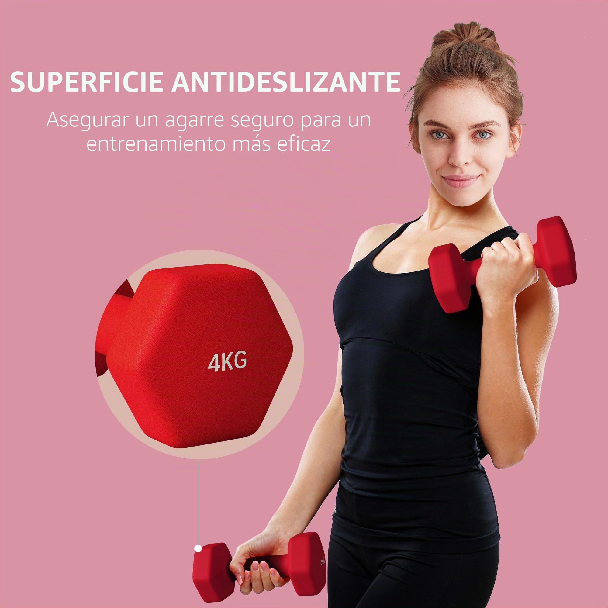 SPORTNOW - Juego de 2 mancuernas hexagonales con mango antideslizante para entrenamiento en casa, 2 x 5 kg