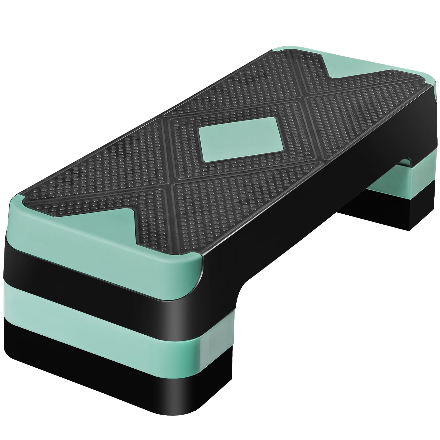 26.5 Inch Aerobic Exercise Step Platform for Home Gym, 4” 6” 8”Adjustable Risers for Step up Fitness Workout, Stepper Step Trainer, Green