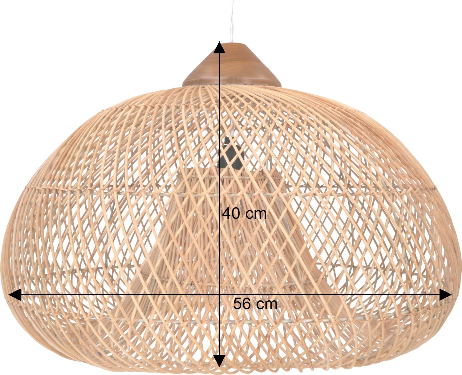 Guru-Shop Lámpara de Techo Grande, Hecha a Mano en Bali con Material Natural, Ratán - Modelo Marilla, 40x60x60 cm, Lámparas Colgantes de Materiales Naturales