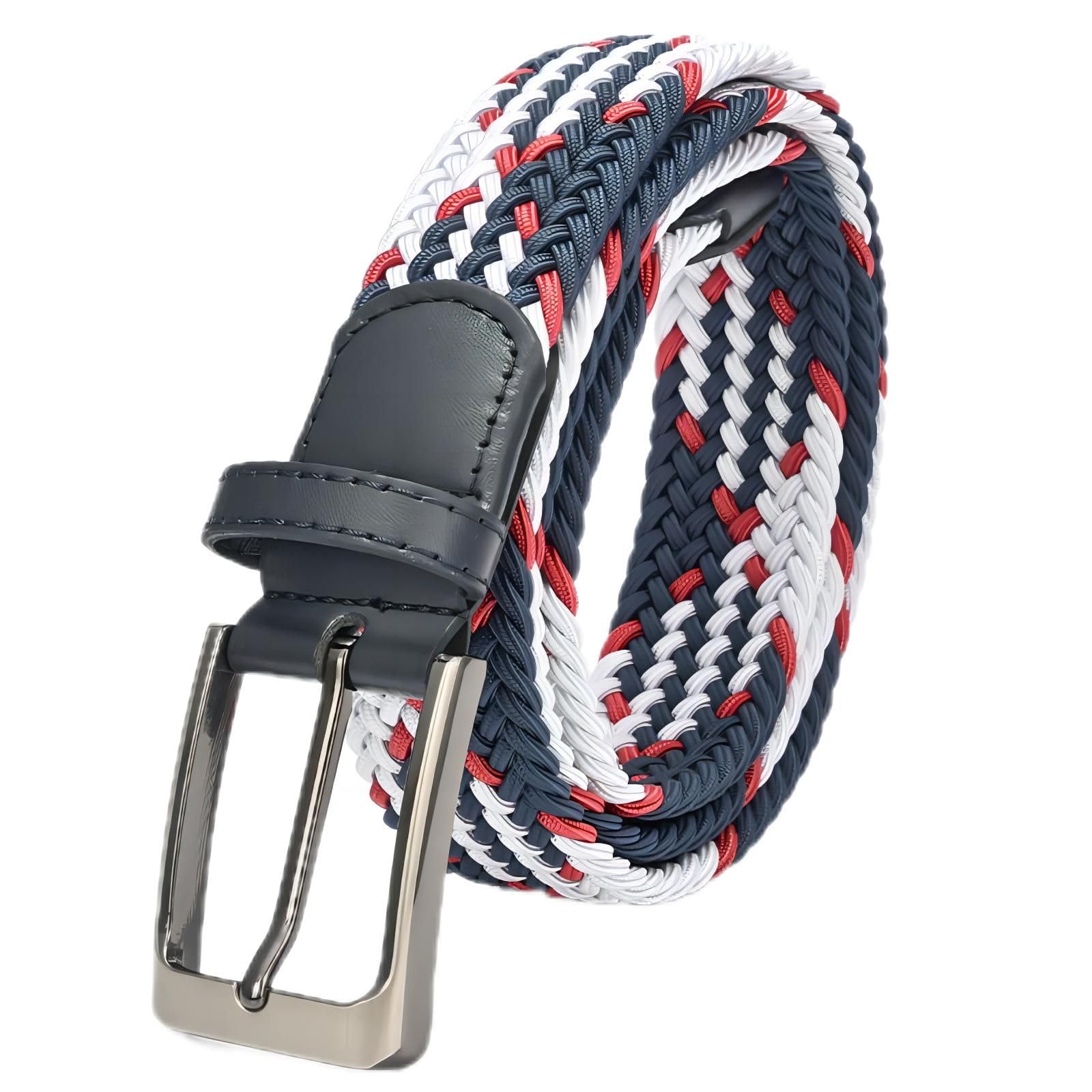 Uoocg Geflochtener Gürtel Damen Herren Flechtgürtel Elastischer Stretchgürtel 3.4cm Kontrastfarben Dehnbarer Gewobener für Mädchen und Jungen