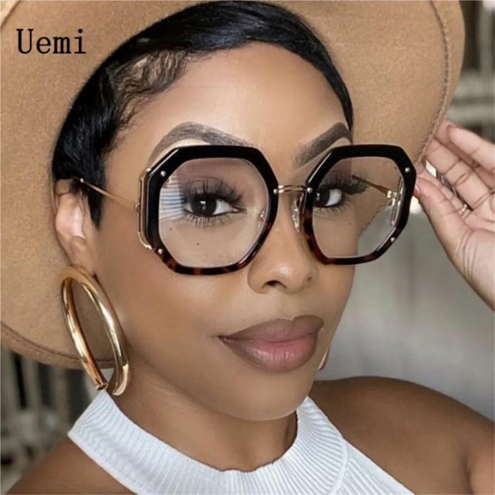 Oversized Round Women Glasses Fashion Metal Frame Clear Lenses Reading Computer Men Eyewear Frame