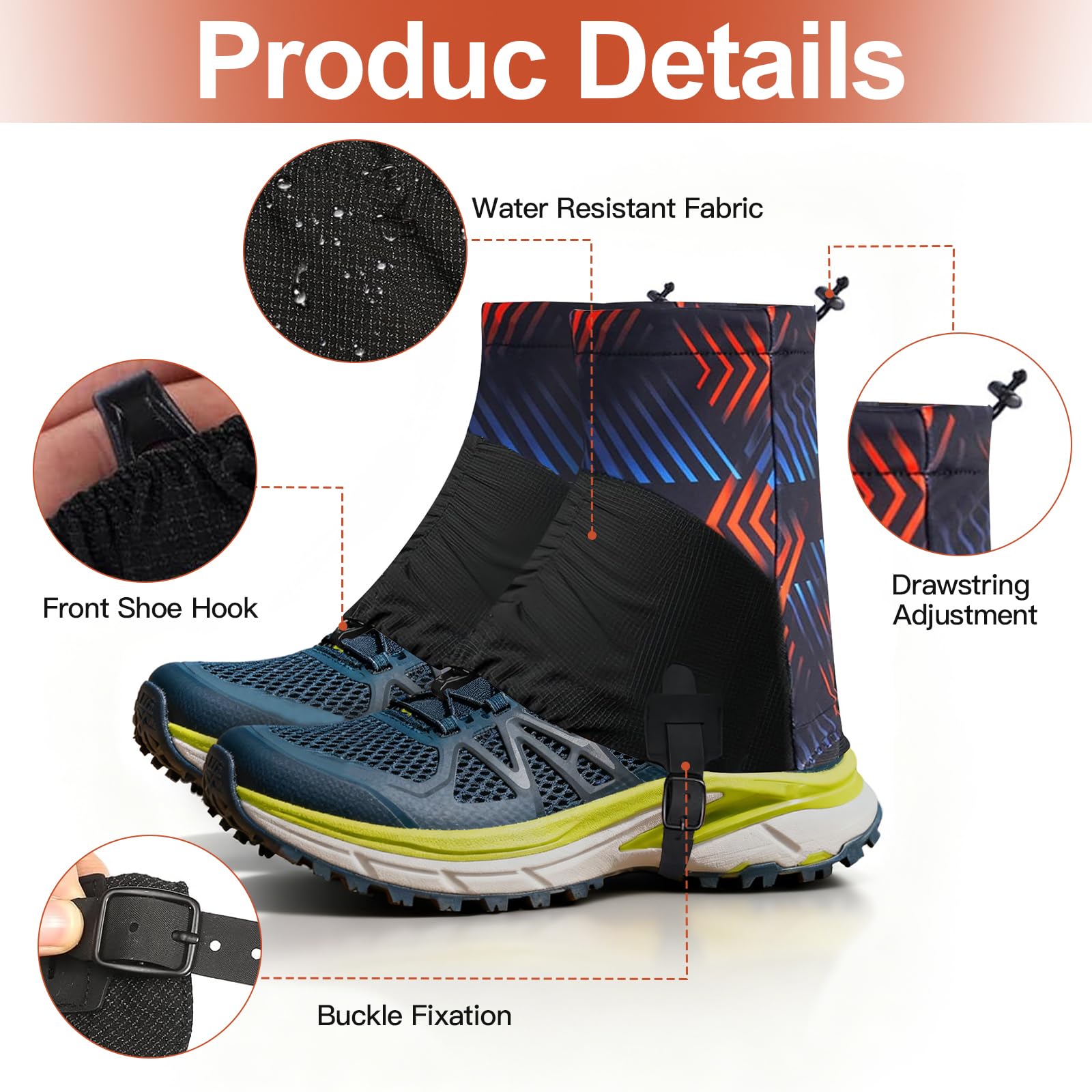 Trail Low Gaiters Unisex, wasserdichte Trailrunning-Schuhgamaschen zum Laufen, Atmungsaktive Low Gamasche mit Rutschschutz & Haken, Perfekt für Wandern, Outdoor, Camping & Klettern (Blau)
