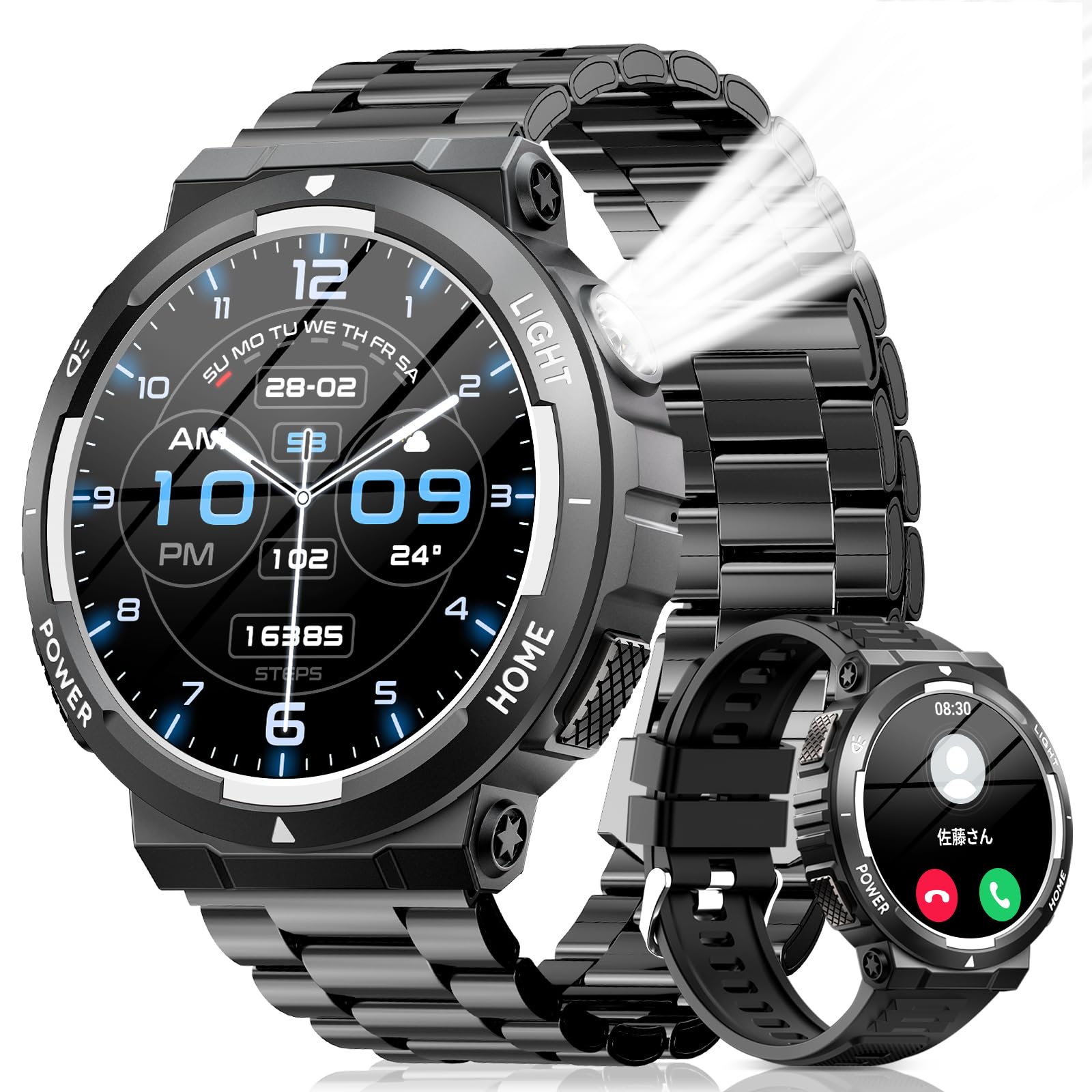 Amazon | スマートウォッチ 軍用規格 Bluetooth通話 Line/メッセージ