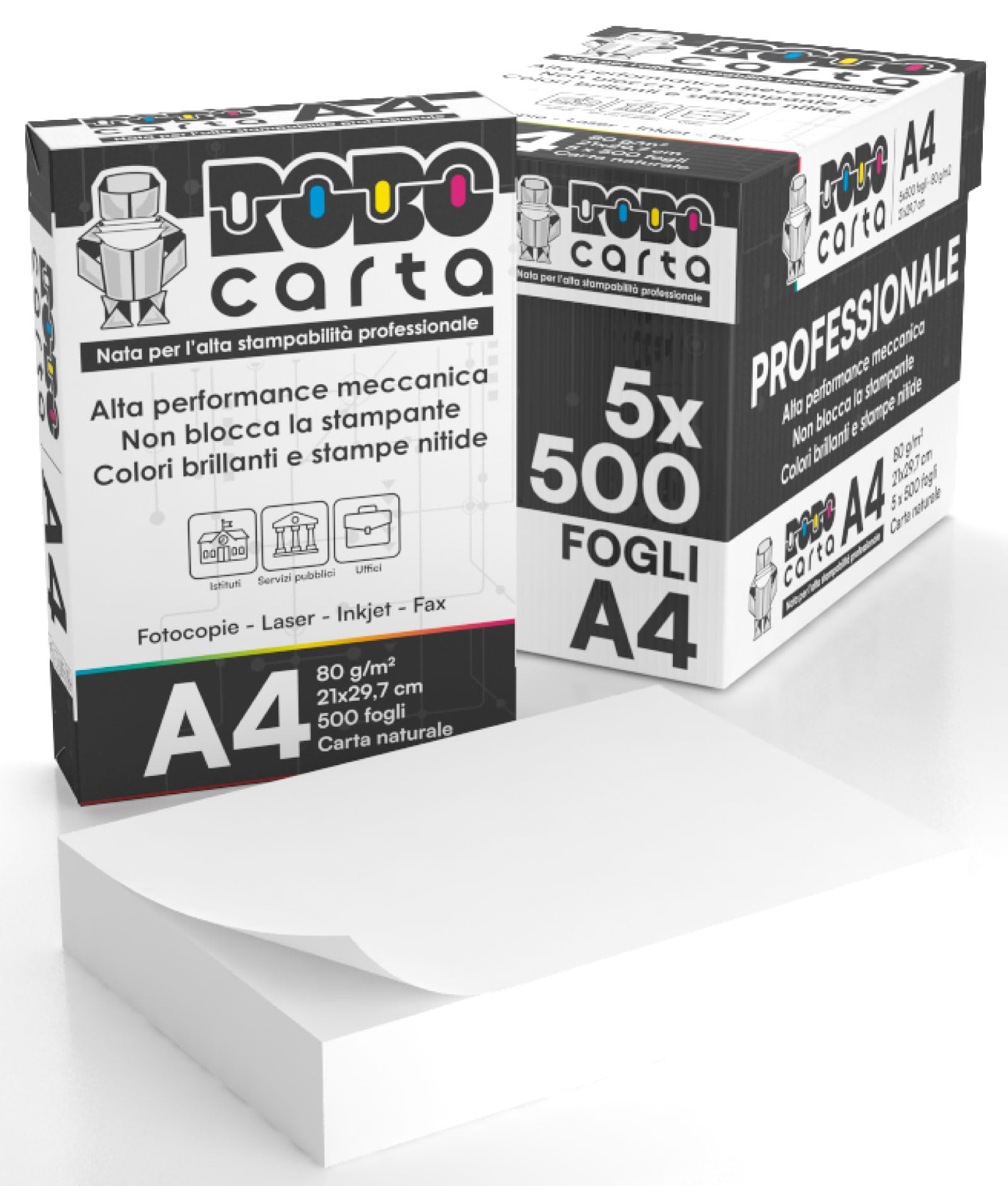 Carta A4 PPLITE April 80g/m² – 5 Risme Da 500 Fogli (2500 Fogli) Per Stampa Laser, Inkjet E Fotocopie, Certificata PEFC