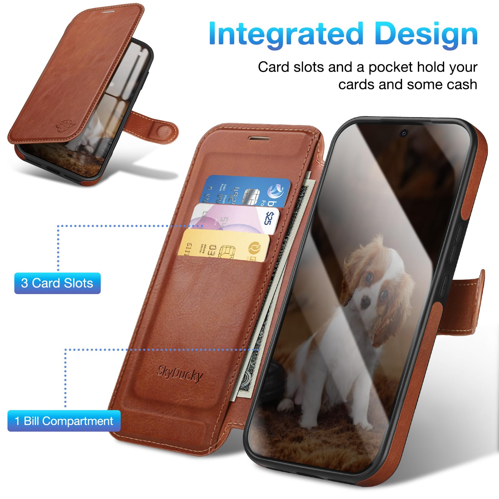 Custodia a portafoglio per Samsung Galaxy S26 Ultra [cavalletto invisibile integrato] [ricarica wireless] [3 slot per schede e blocco RFID] [pelle PU] custodia protettiva per donne uomini per