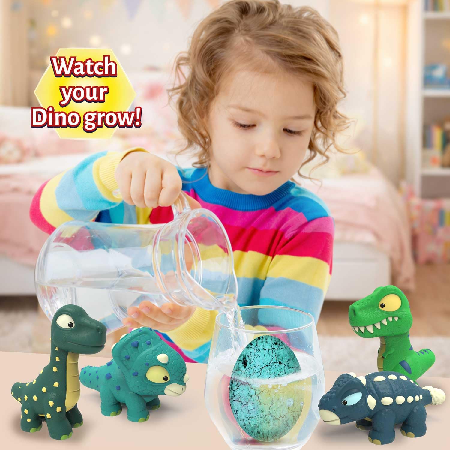 CRAZE Mega Egg DINOREX Juguetes de Dinosaurios para incubar Que Crecen en Agua, Huevos de Pascua con Sorpresa de Dinosaurio