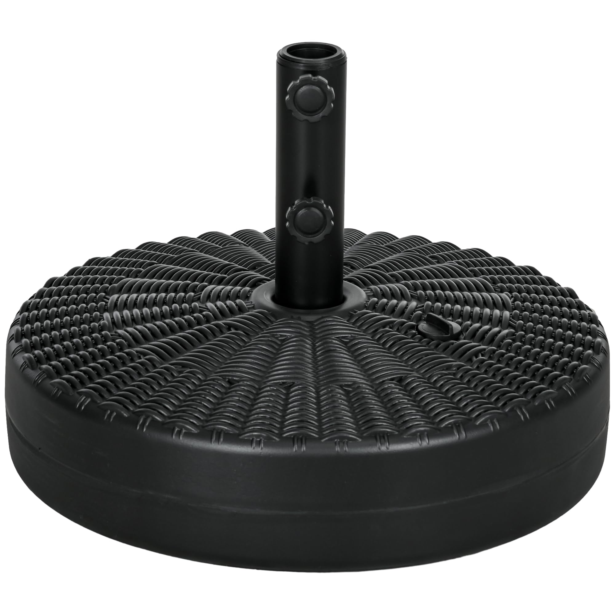 Base Per Ombrellone Outsunny Con Ruote E Maniglia – Riempibile Con Acqua 17 Kg O Sabbia 21 Kg, Per Pali 24-38 Mm, 45x45x40 Cm, Nero