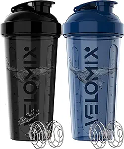 -2 Pack- 28 oz Protein Shaker Bottles for Protein Mixes - 2x Wire Whisk | Leak Proof Shaker Cups for Protein Shakes | Protein Shaker Bottle Pack | Shakers for Protein Shakes-Blue&Black